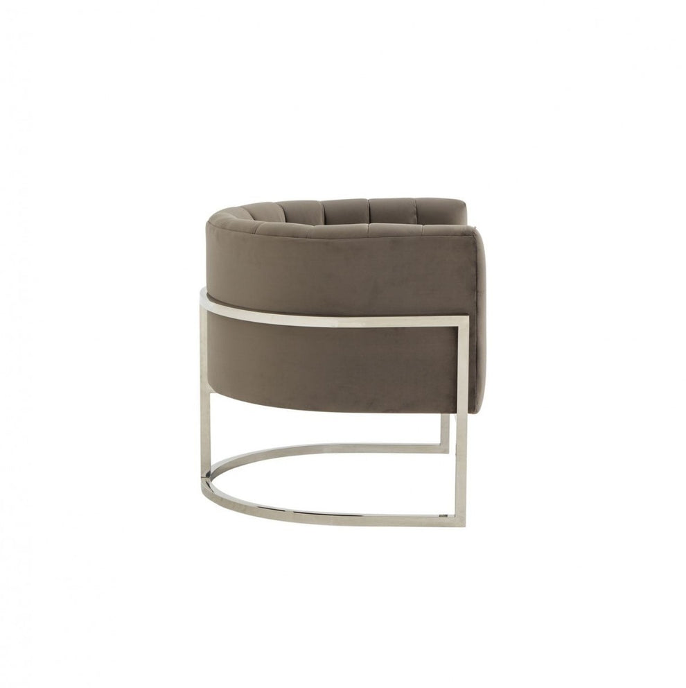 Glam Grey and Steel Channel Tufted Velvet Accent Chair By Homeroots | Accent Chairs | Modishstore - 3