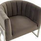 Glam Grey and Steel Channel Tufted Velvet Accent Chair By Homeroots | Accent Chairs | Modishstore - 5