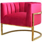 Glam Pink and Gold Channel Tufted Velvet Accent Chair By Homeroots | Accent Chairs | Modishstore
