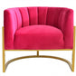 Glam Pink and Gold Channel Tufted Velvet Accent Chair By Homeroots | Accent Chairs | Modishstore - 2