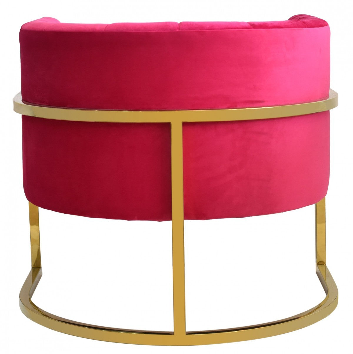 Glam Pink and Gold Channel Tufted Velvet Accent Chair By Homeroots | Accent Chairs | Modishstore - 3
