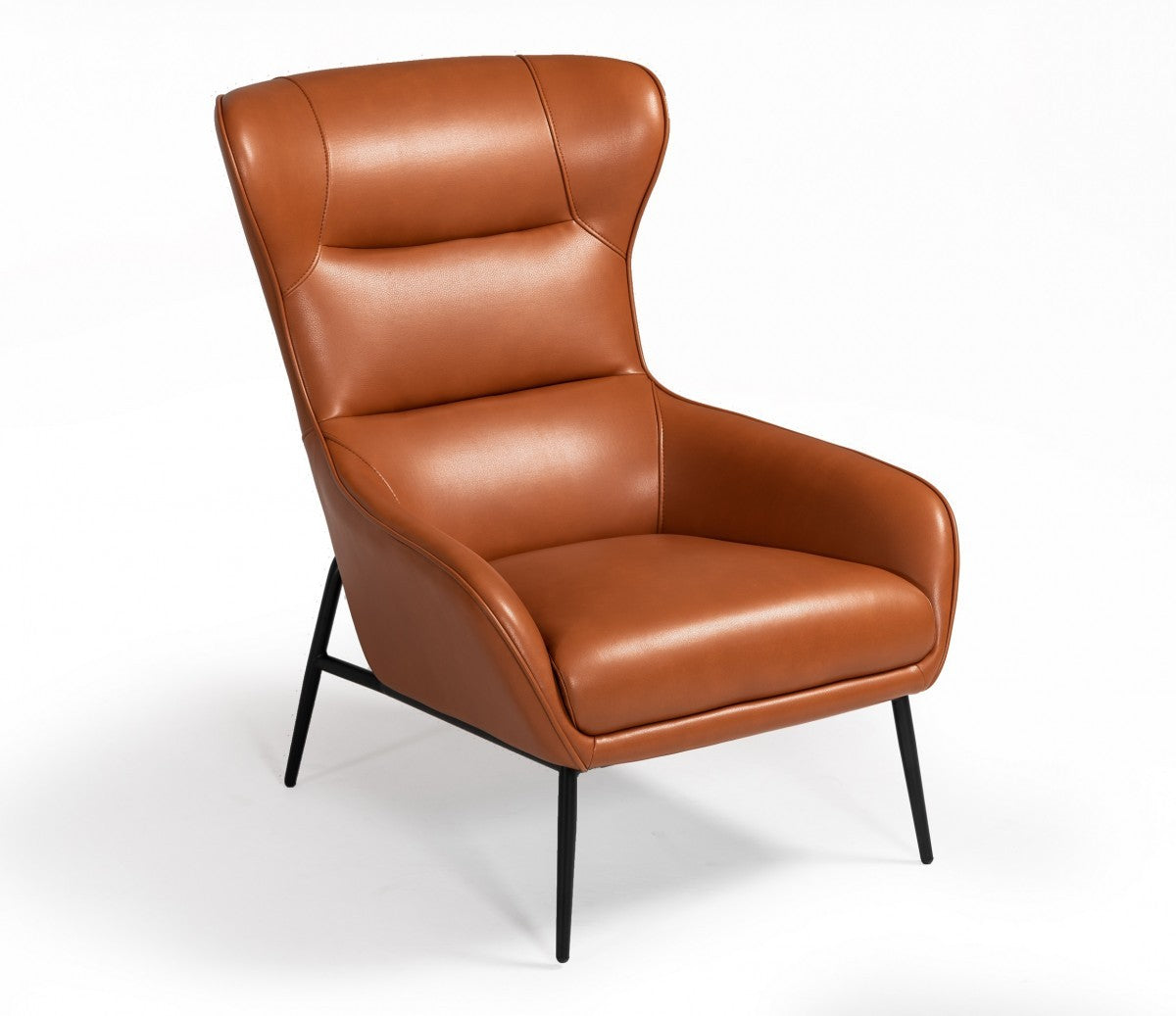 Industrial Orange Leather And Metal Lounge Chair By Homeroots | Accent Chairs | Modishstore