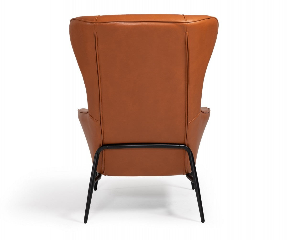 Industrial Orange Leather And Metal Lounge Chair By Homeroots | Accent Chairs | Modishstore - 4