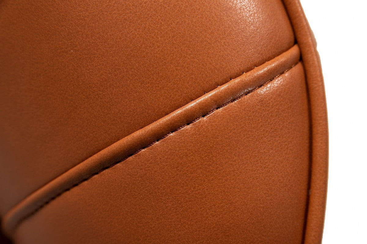 Industrial Orange Leather And Metal Lounge Chair By Homeroots | Accent Chairs | Modishstore - 5