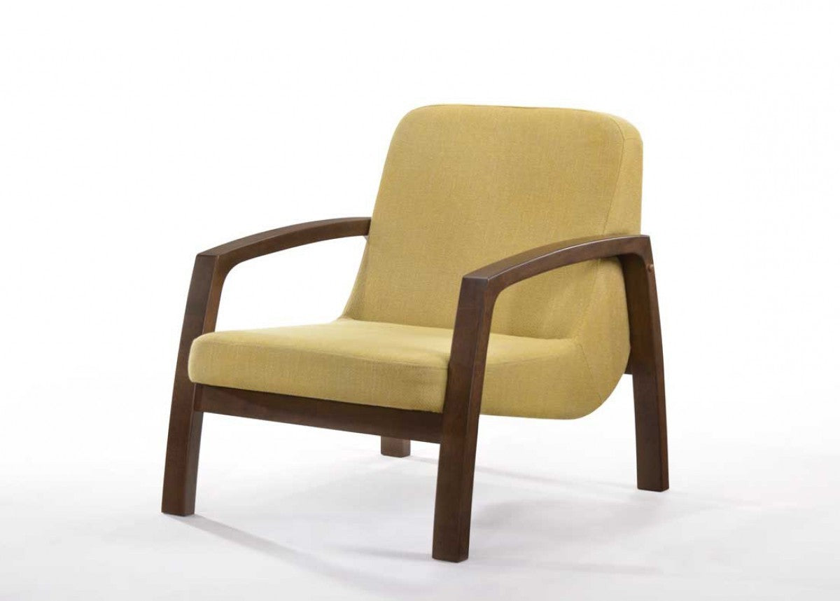 31" Gold and Walnut Retro Modern Wood Armchair By Homeroots | Accent Chairs | Modishstore - 4
