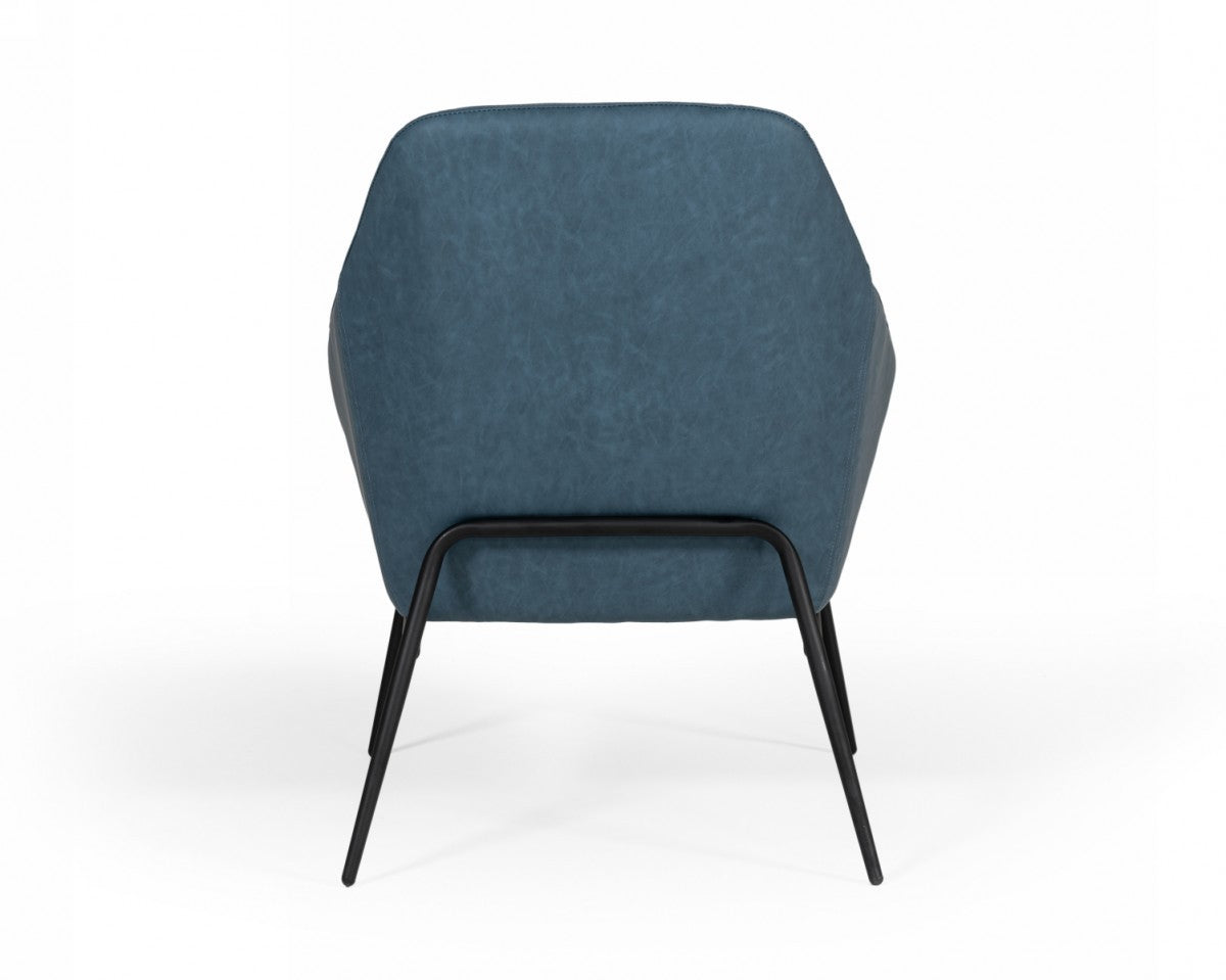 35" Dark Teal Faux Leather and Black Metal Modern Armchair By Homeroots | Accent Chairs | Modishstore - 4