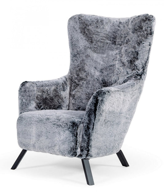 Mid Century Glam Grey Faux Fur Accent Chair By Homeroots | Accent Chairs | Modishstore