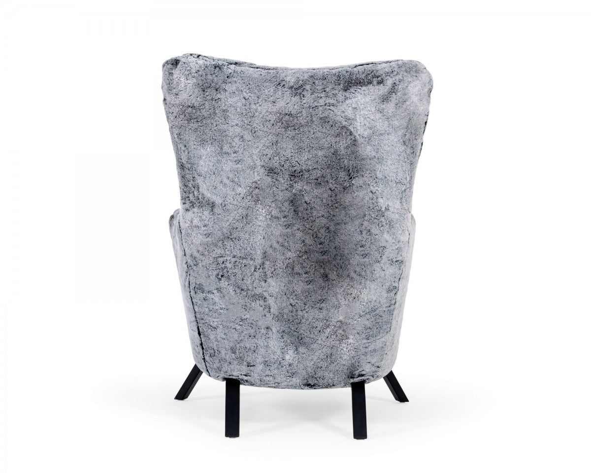 Mid Century Glam Grey Faux Fur Accent Chair By Homeroots | Accent Chairs | Modishstore - 4