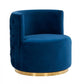 Stylish Blue Velvet And Gold Steel Chair By Homeroots | Accent Chairs | Modishstore