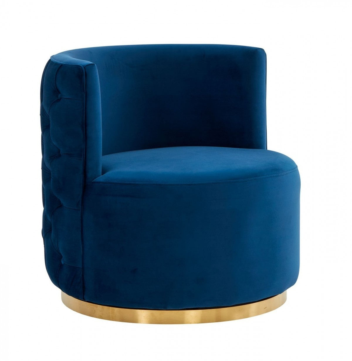 Stylish Blue Velvet And Gold Steel Chair By Homeroots | Accent Chairs | Modishstore - 2
