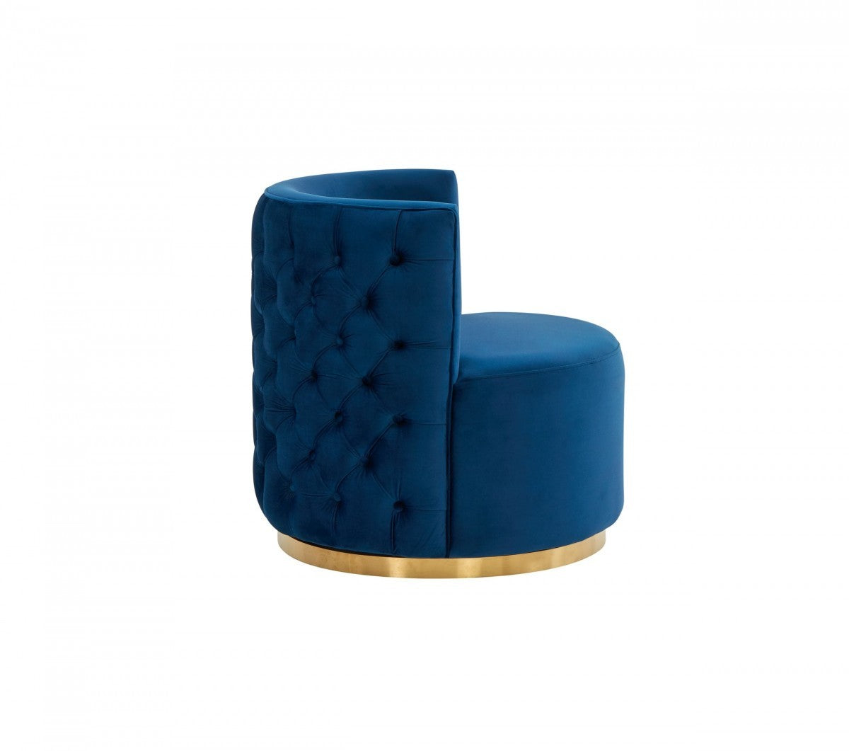 Stylish Blue Velvet And Gold Steel Chair By Homeroots | Accent Chairs | Modishstore - 3