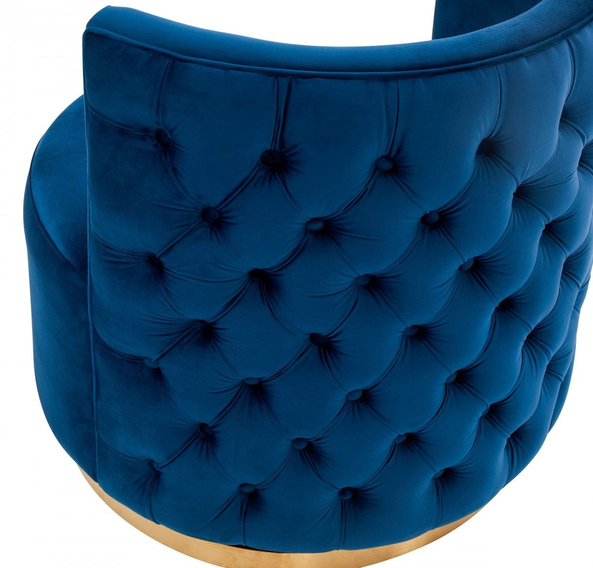 Stylish Blue Velvet And Gold Steel Chair By Homeroots | Accent Chairs | Modishstore - 5