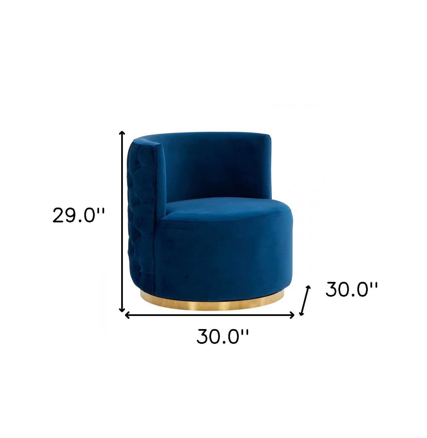 Stylish Blue Velvet And Gold Steel Chair By Homeroots | Accent Chairs | Modishstore - 6