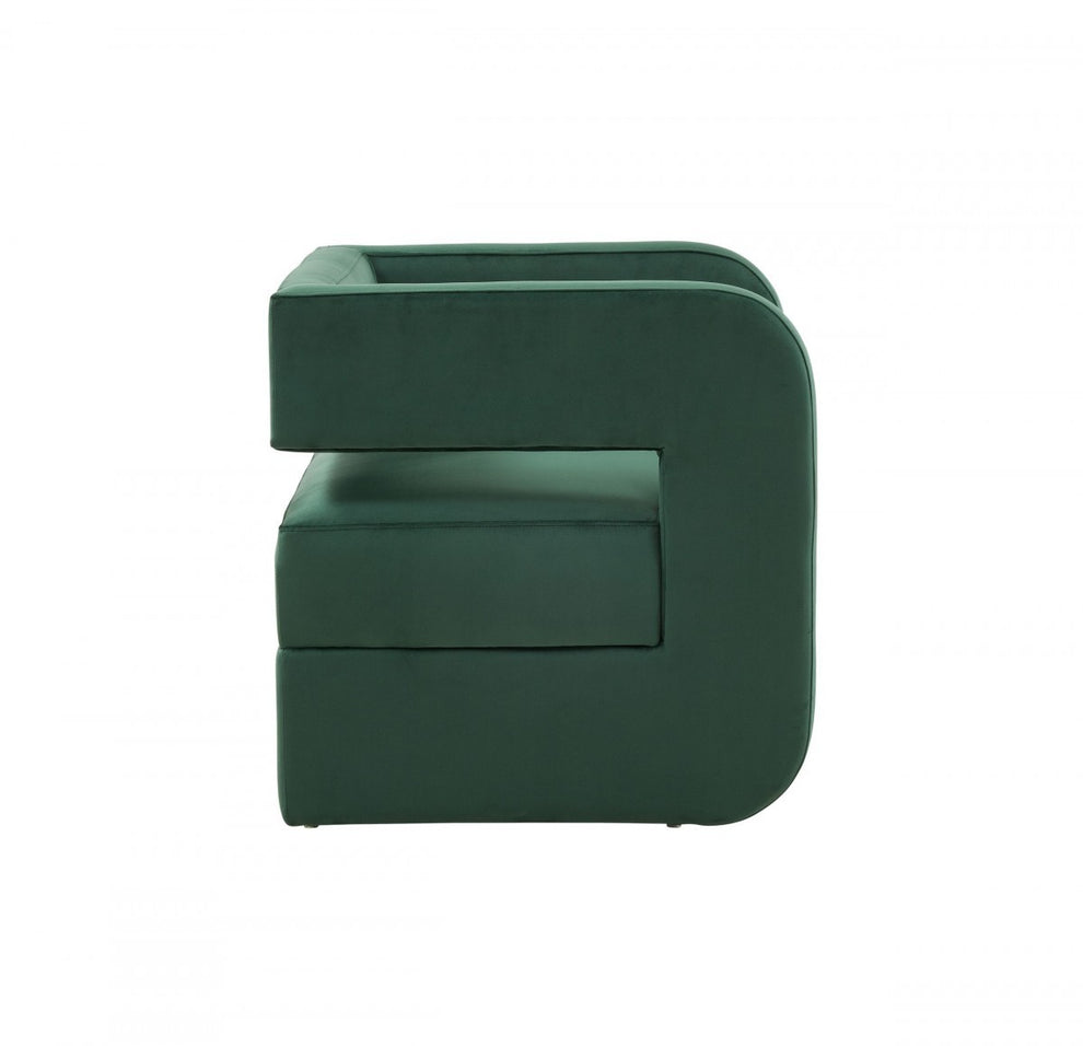 Modern Green Velvet U Shaped Chair By Homeroots | Accent Chairs | Modishstore - 3