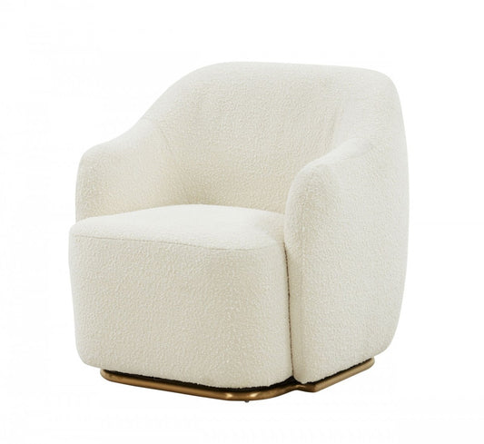 Stylish Off White Sherpa And Steel Chair By Homeroots | Accent Chairs | Modishstore
