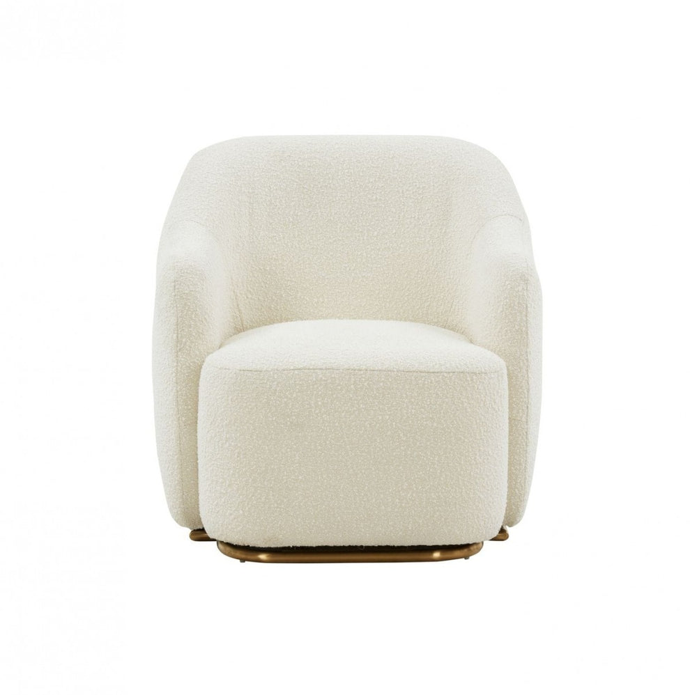 Stylish Off White Sherpa And Steel Chair By Homeroots | Accent Chairs | Modishstore - 2