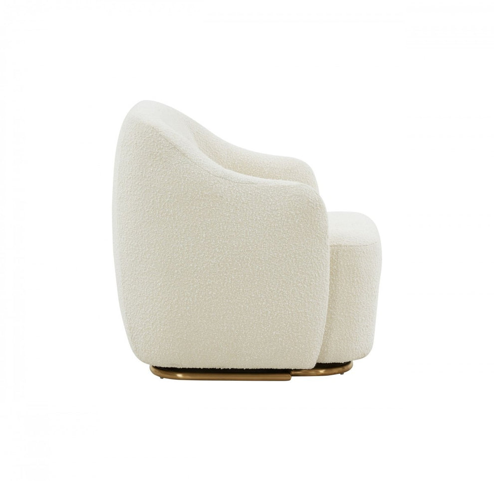 Stylish Off White Sherpa And Steel Chair By Homeroots | Accent Chairs | Modishstore - 3