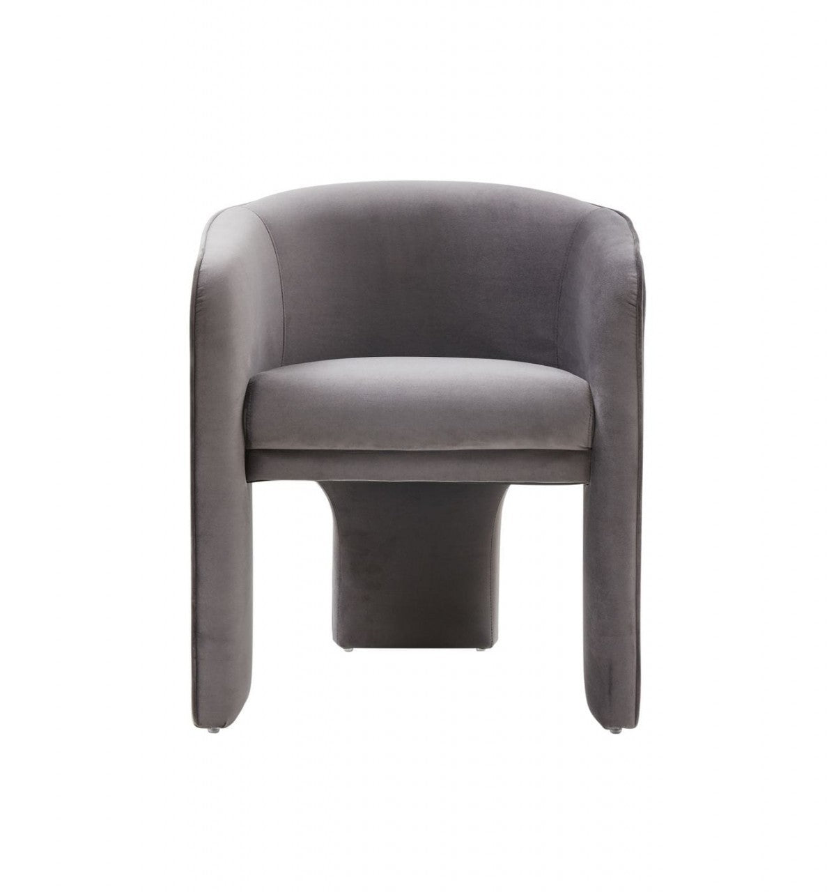 28" Contemporary Dark Gray Velvet Three Legged Chair By Homeroots | Accent Chairs | Modishstore - 2