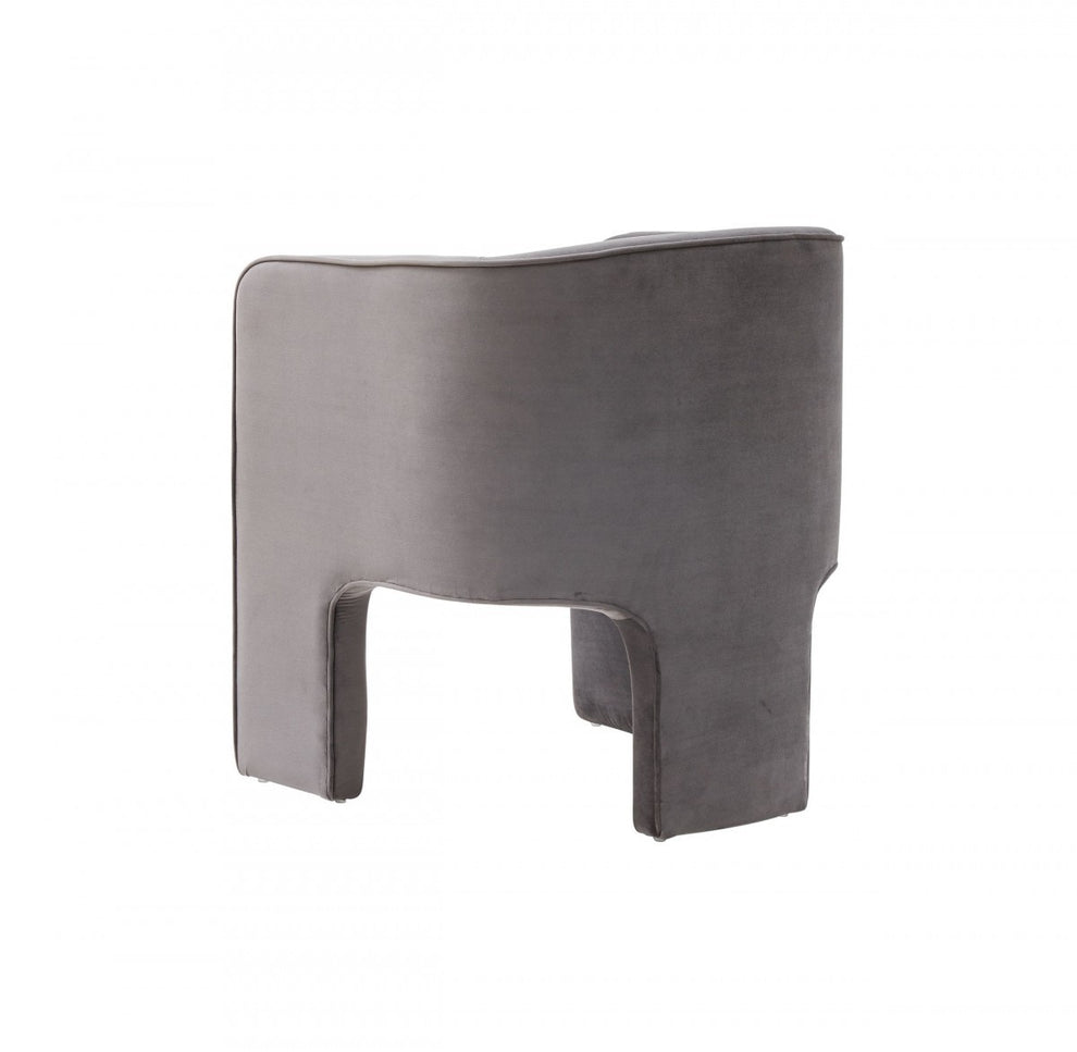 28" Contemporary Dark Gray Velvet Three Legged Chair By Homeroots | Accent Chairs | Modishstore - 4