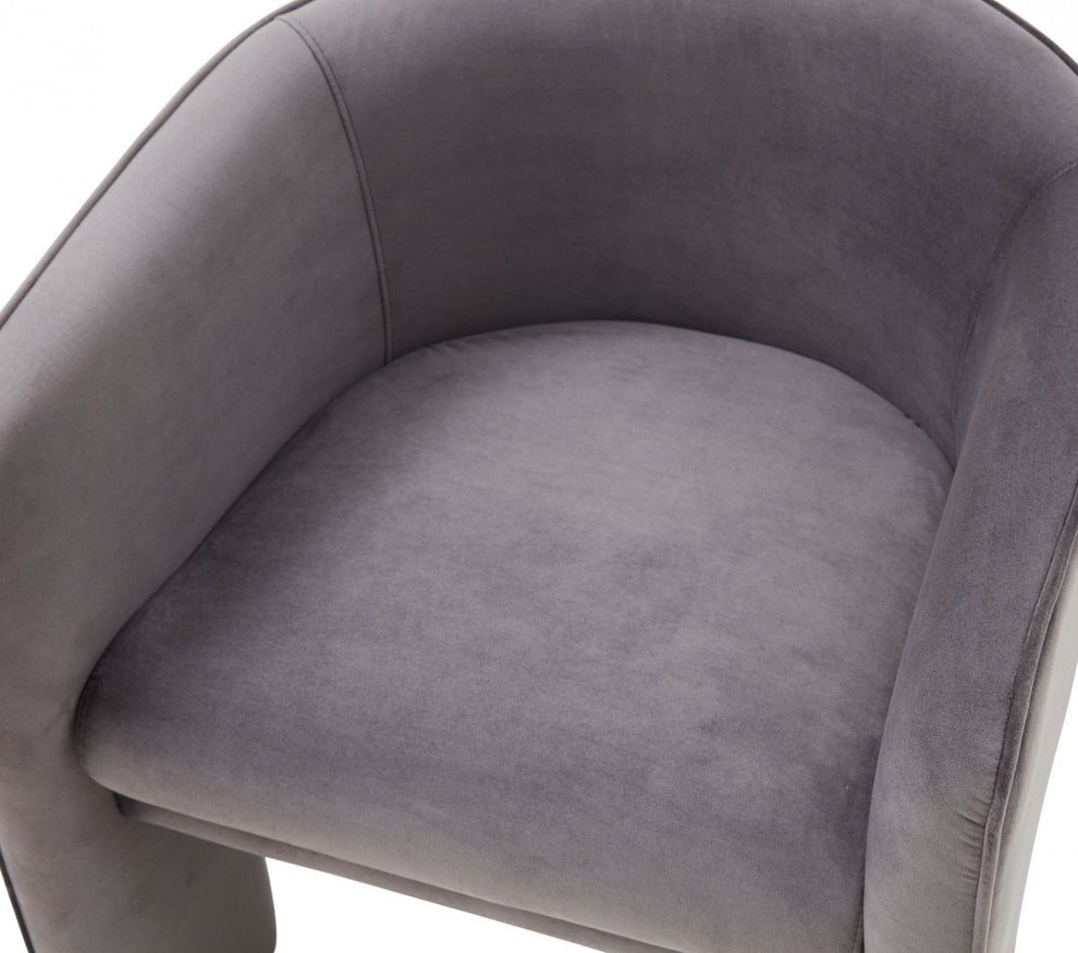 28" Contemporary Dark Gray Velvet Three Legged Chair By Homeroots | Accent Chairs | Modishstore - 5