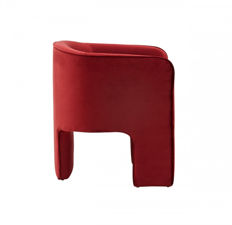 28" Contemporary Dark Burnt Orange Velvet Three Legged Chair By Homeroots | Accent Chairs | Modishstore - 3