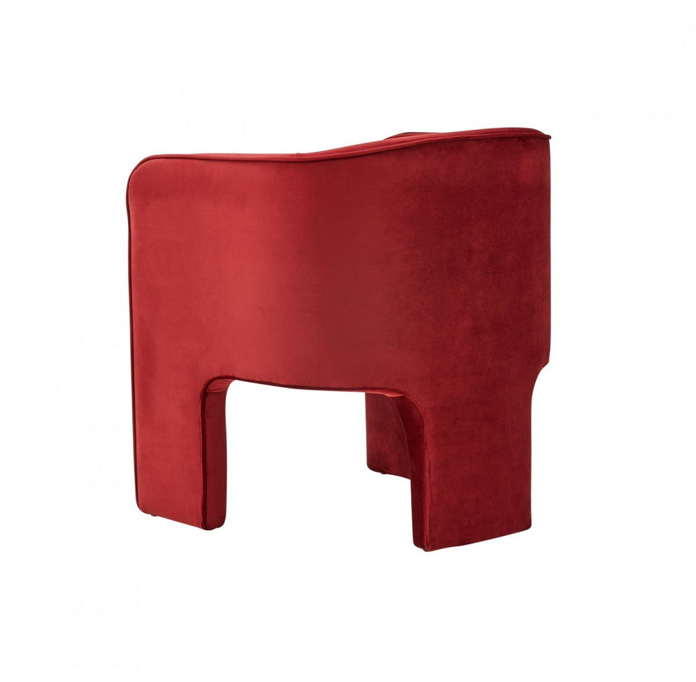 28" Contemporary Dark Burnt Orange Velvet Three Legged Chair By Homeroots | Accent Chairs | Modishstore - 4