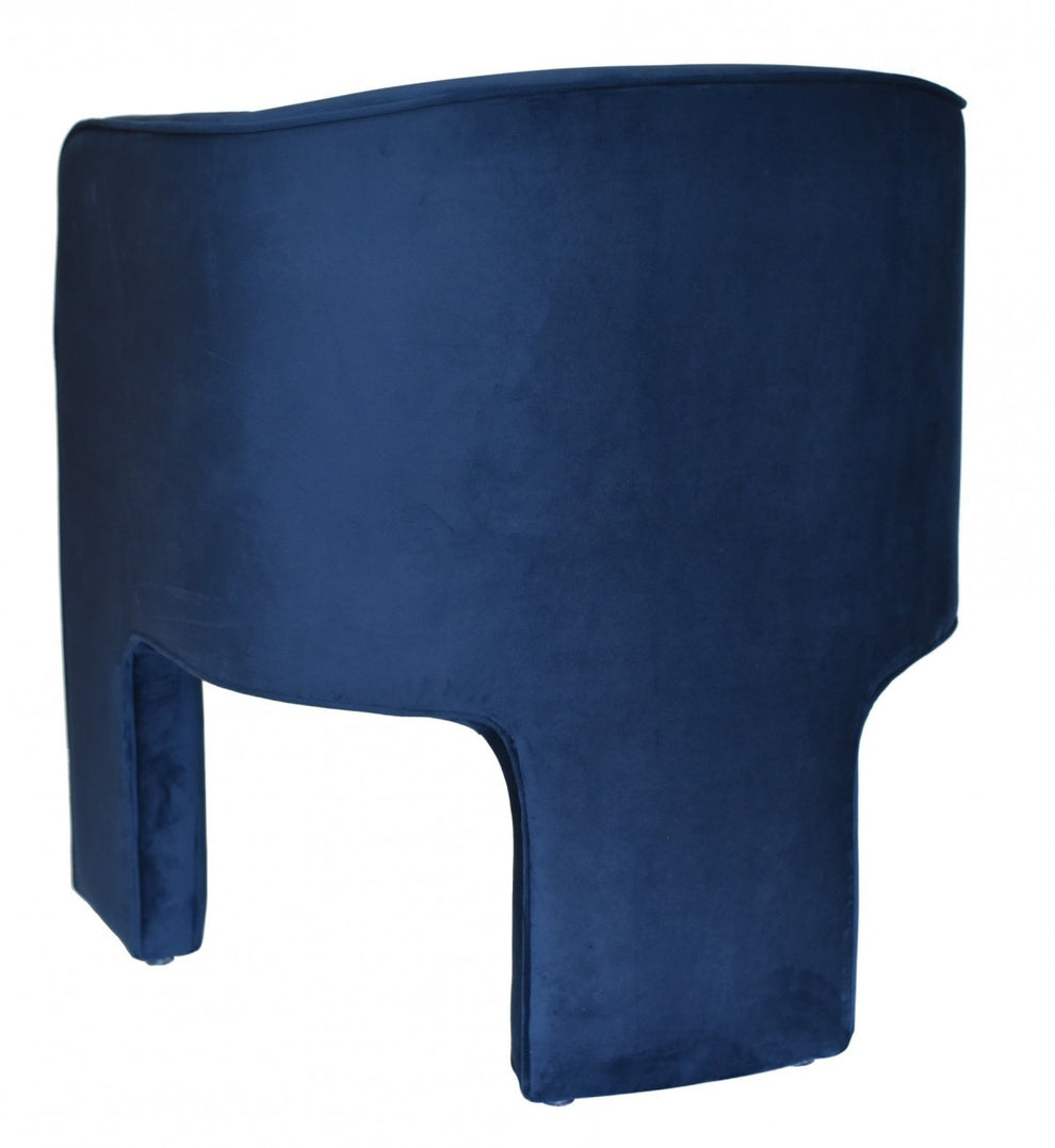 28" Contemporary Royal Blue Gray Velvet Three Legged Chair By Homeroots | Accent Chairs | Modishstore - 4
