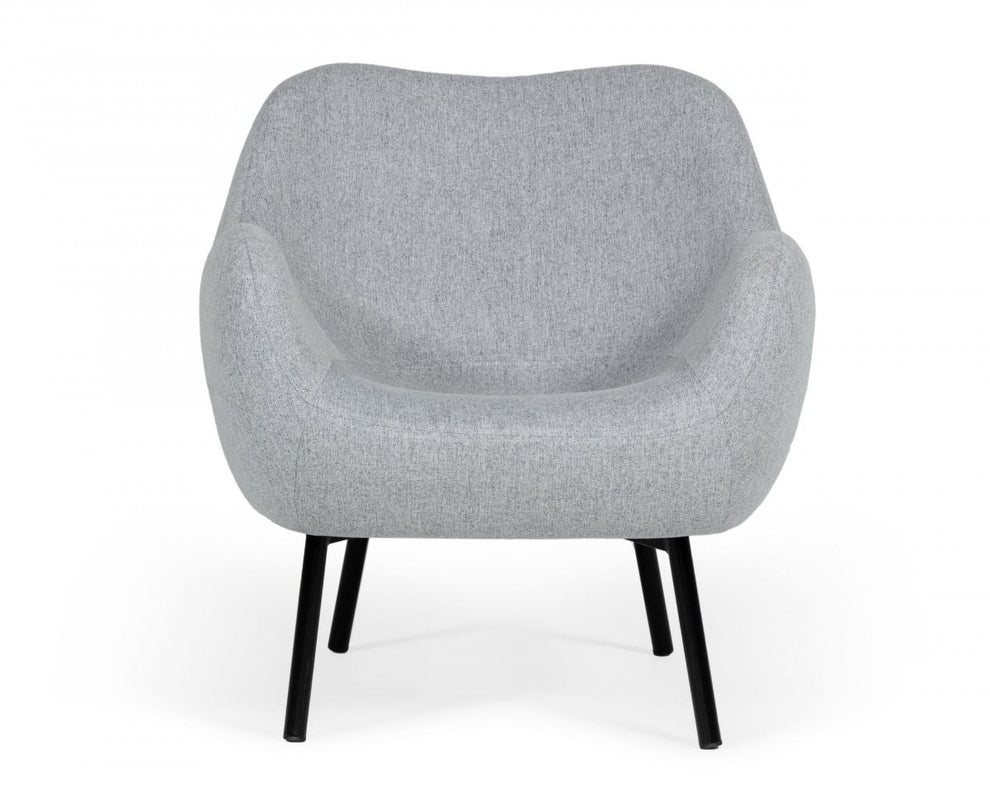 28" Modern Grey Linen Fabric Chunky Wingback Chair By Homeroots | Accent Chairs | Modishstore - 2
