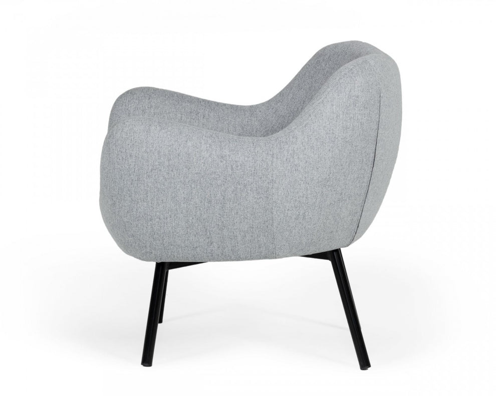 28" Modern Grey Linen Fabric Chunky Wingback Chair By Homeroots | Accent Chairs | Modishstore - 3