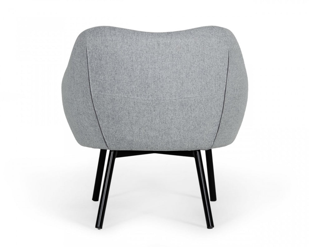 28" Modern Grey Linen Fabric Chunky Wingback Chair By Homeroots | Accent Chairs | Modishstore - 4