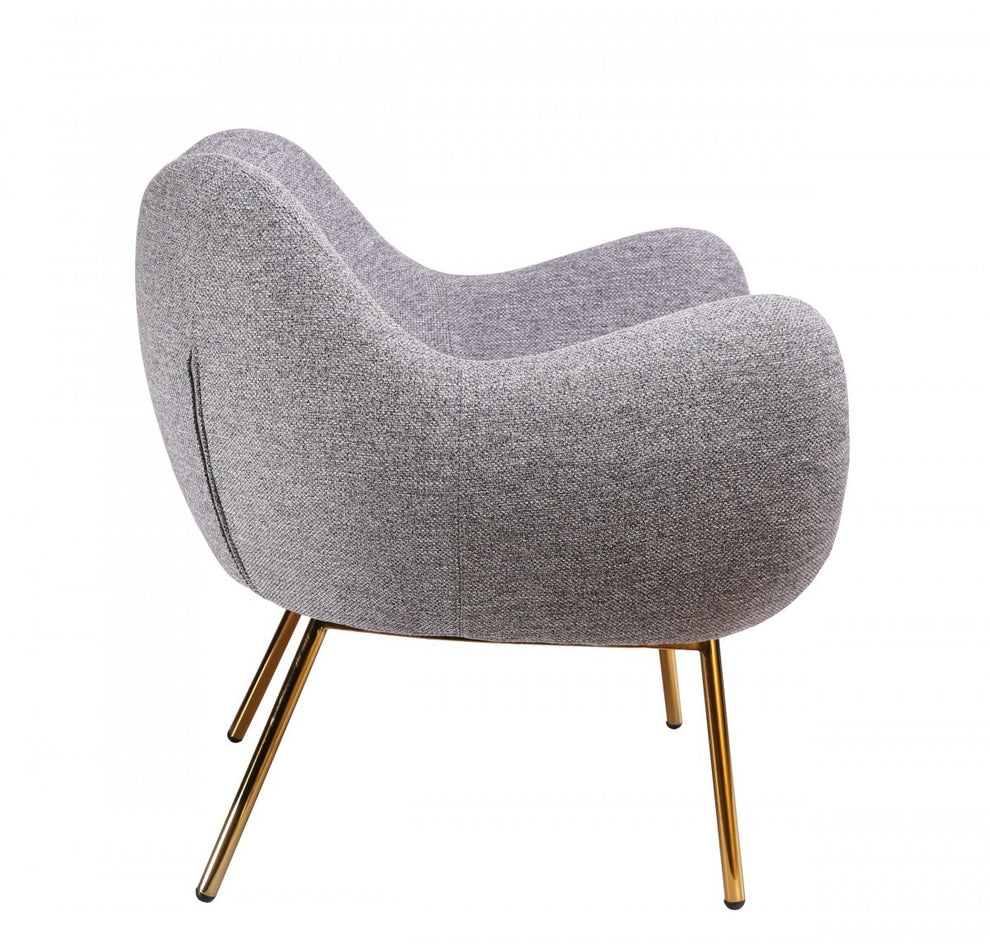 29" Plush Grey and Gold Comfy Accent Chair By Homeroots | Accent Chairs | Modishstore - 2