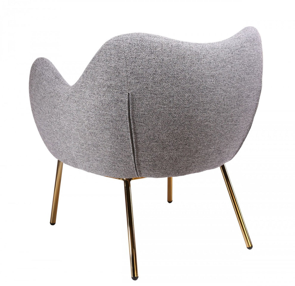 29" Plush Grey and Gold Comfy Accent Chair By Homeroots | Accent Chairs | Modishstore - 3