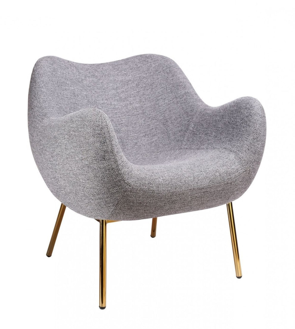 29" Plush Grey and Gold Comfy Accent Chair By Homeroots | Accent Chairs | Modishstore - 4