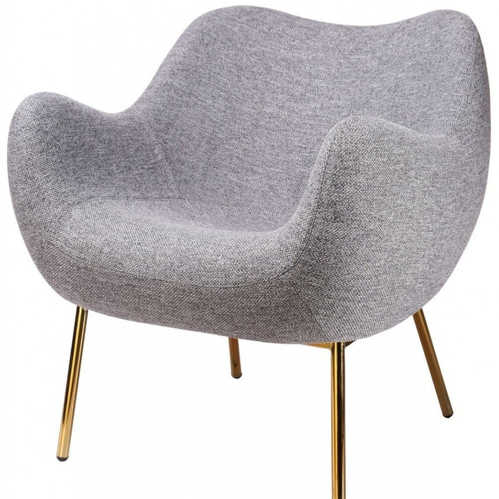 29" Plush Grey and Gold Comfy Accent Chair By Homeroots | Accent Chairs | Modishstore - 5