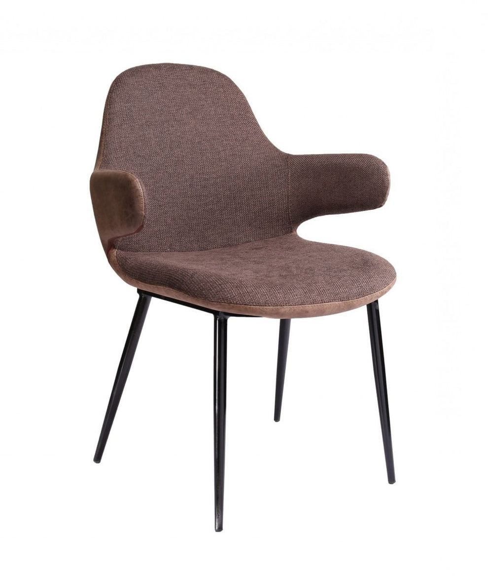 33" Stylish Brown Fabric and Faux Leather Accent Chair By Homeroots | Accent Chairs | Modishstore - 4