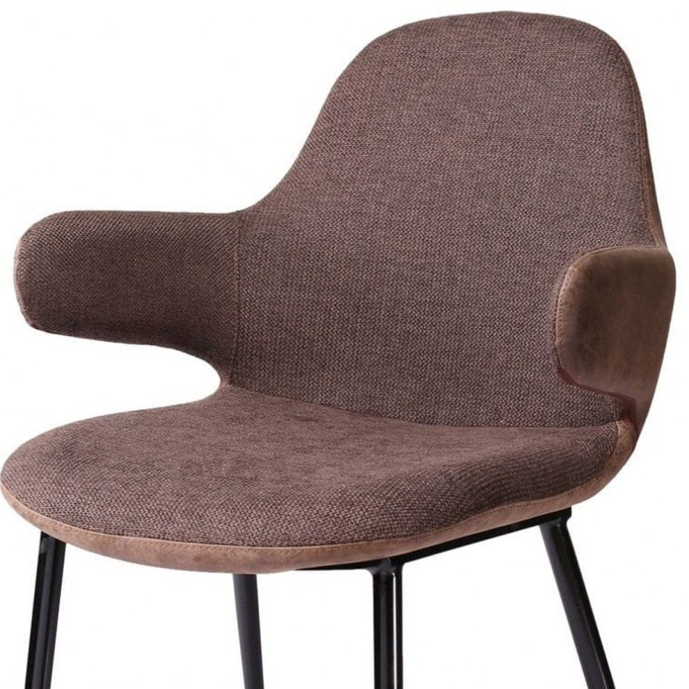 33" Stylish Brown Fabric and Faux Leather Accent Chair By Homeroots | Accent Chairs | Modishstore - 5