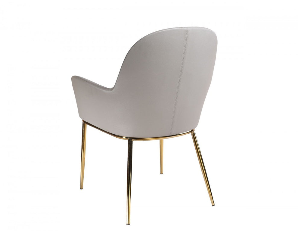 34" Mod Gray Faux Leather and Gold Accent Chair By Homeroots | Accent Chairs | Modishstore - 3