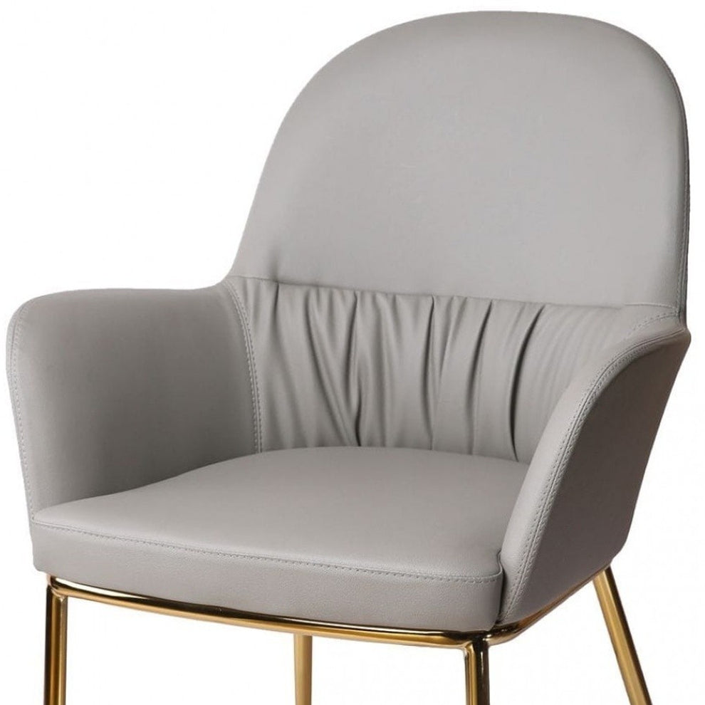 34" Mod Gray Faux Leather and Gold Accent Chair By Homeroots | Accent Chairs | Modishstore - 5