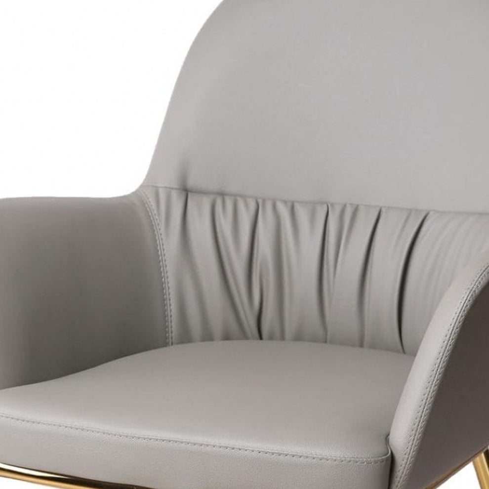 34" Mod Gray Faux Leather and Gold Accent Chair By Homeroots | Accent Chairs | Modishstore - 6