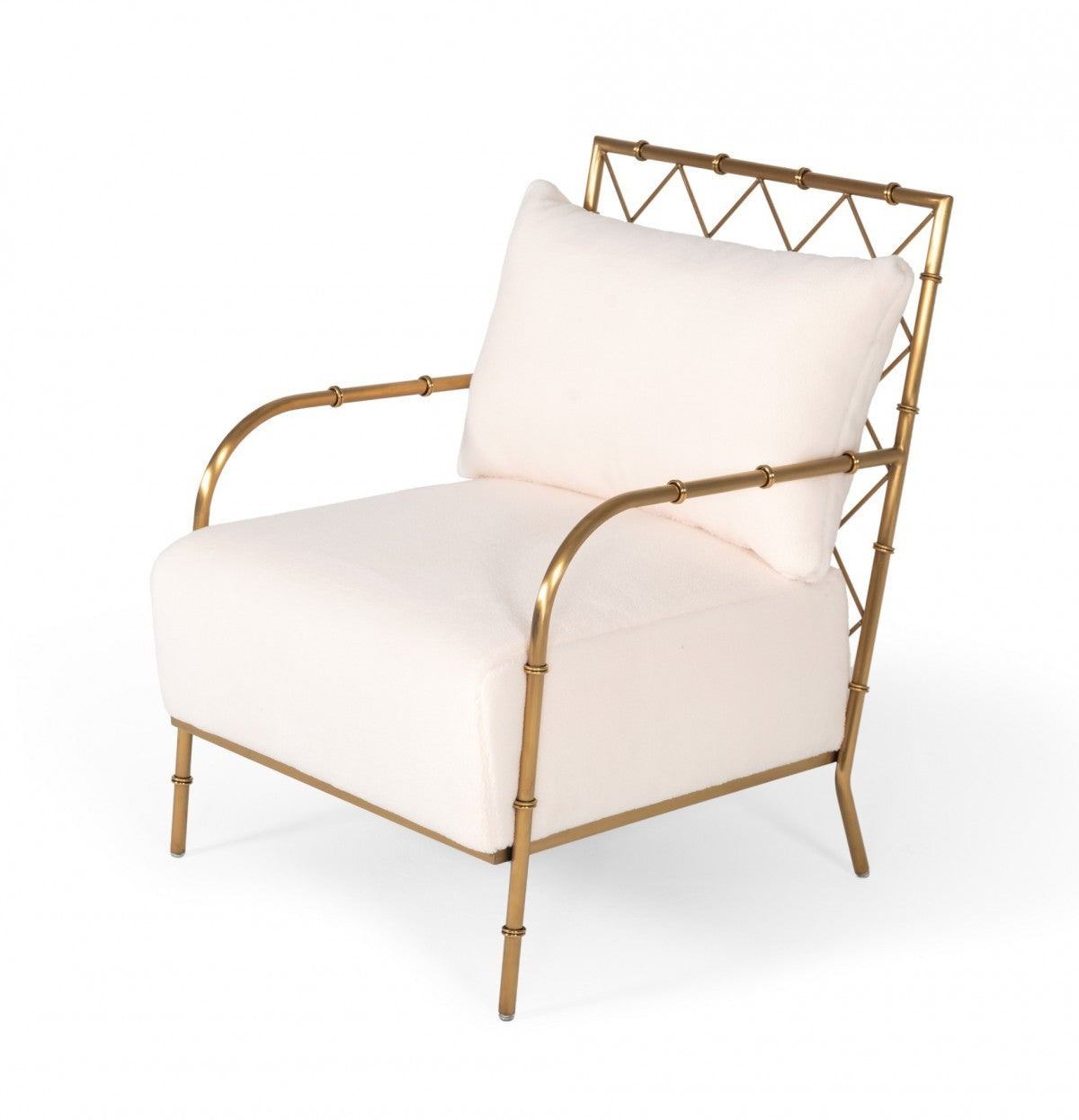 Stylish White and Gold Velvet A Frame Accent Chair By Homeroots | Accent Chairs | Modishstore