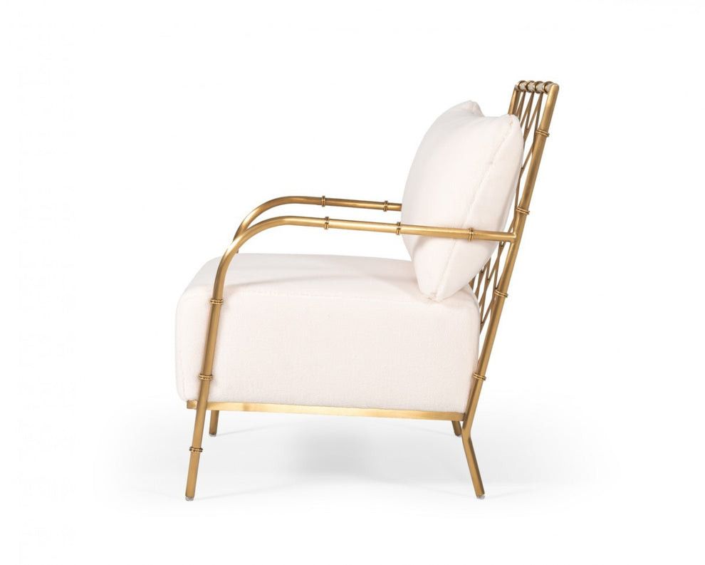 Stylish White and Gold Velvet A Frame Accent Chair By Homeroots | Accent Chairs | Modishstore - 2