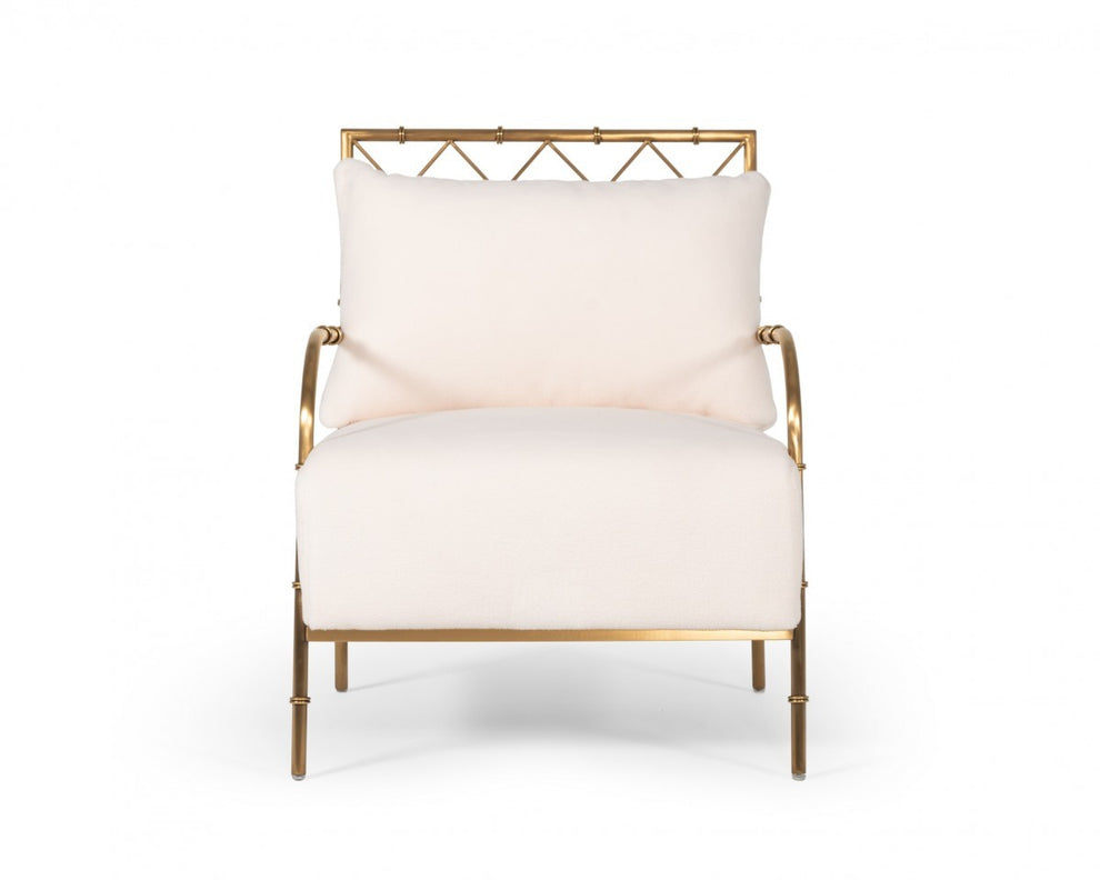 Stylish White and Gold Velvet A Frame Accent Chair By Homeroots | Accent Chairs | Modishstore - 3