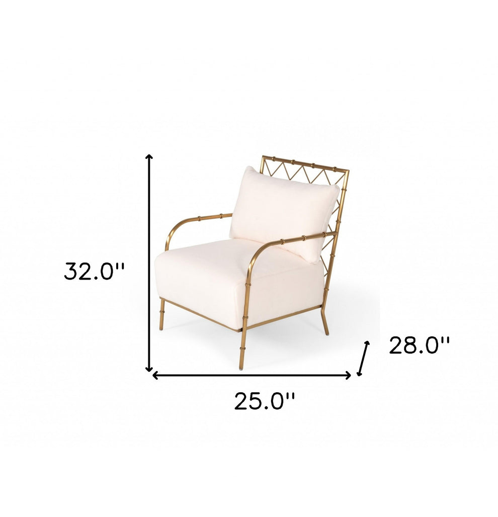 Stylish White and Gold Velvet A Frame Accent Chair By Homeroots | Accent Chairs | Modishstore - 6