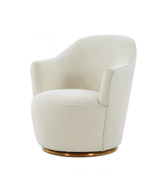Stylish Sherpa And Gold Metal Swivel Chair By Homeroots | Accent Chairs | Modishstore