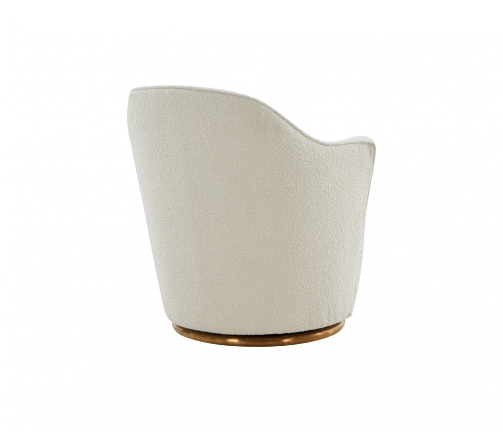 Stylish Sherpa And Gold Metal Swivel Chair By Homeroots | Accent Chairs | Modishstore - 3