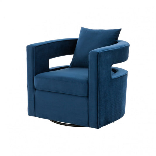 Stylish Blue Velvet Swivel Chair By Homeroots | Accent Chairs | Modishstore