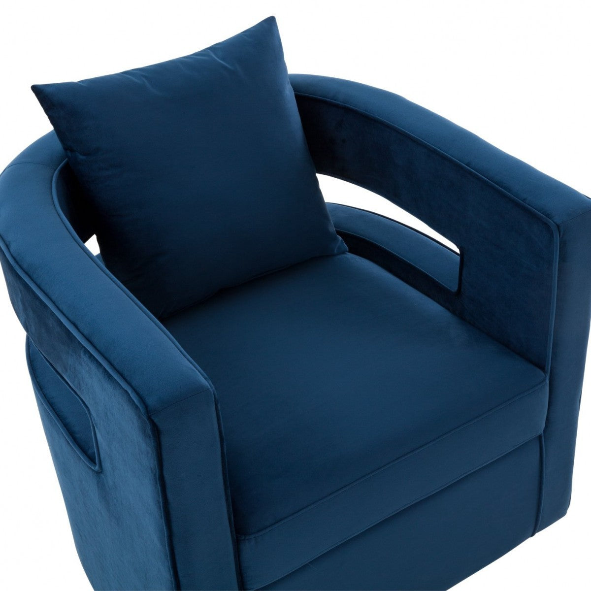 Stylish Blue Velvet Swivel Chair By Homeroots | Accent Chairs | Modishstore - 5