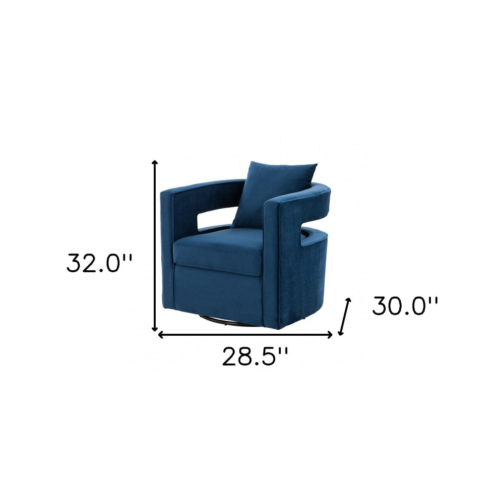 Stylish Blue Velvet Swivel Chair By Homeroots | Accent Chairs | Modishstore - 6