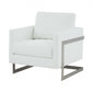 Stylish White and Black Faux Leather Accent Chair By Homeroots