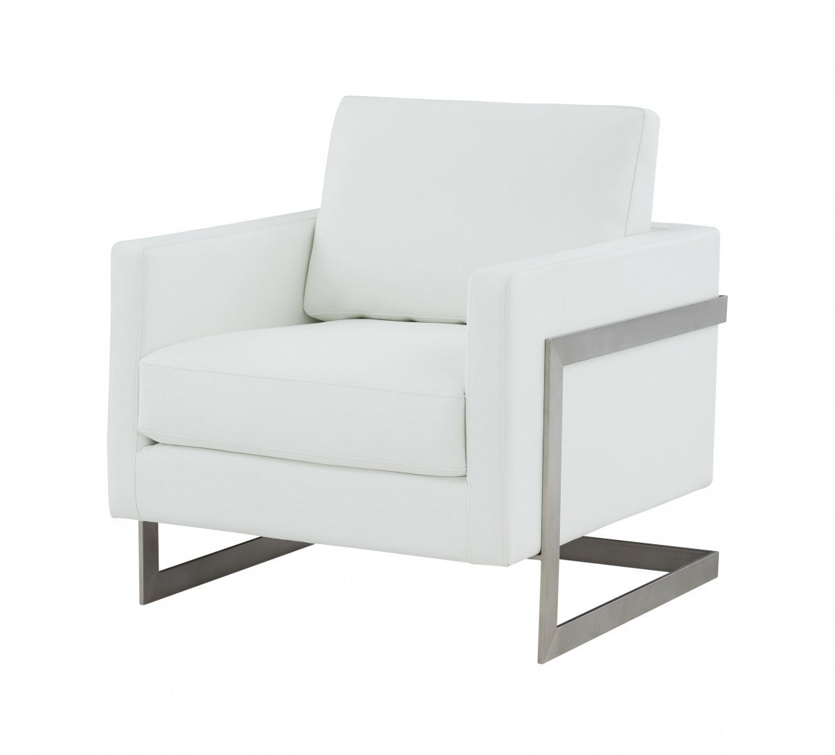 Stylish White and Black Faux Leather Accent Chair By Homeroots